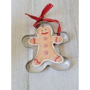 Glitter cookie cutter gingerbread man ornament peppermint Xmas decor